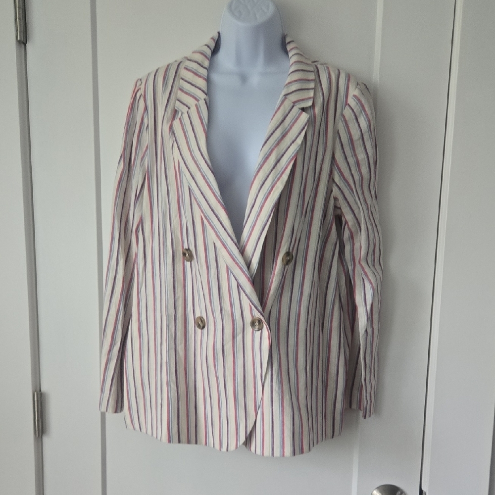 White and Red Striped Suit‎ Jacket with Tailored Fit